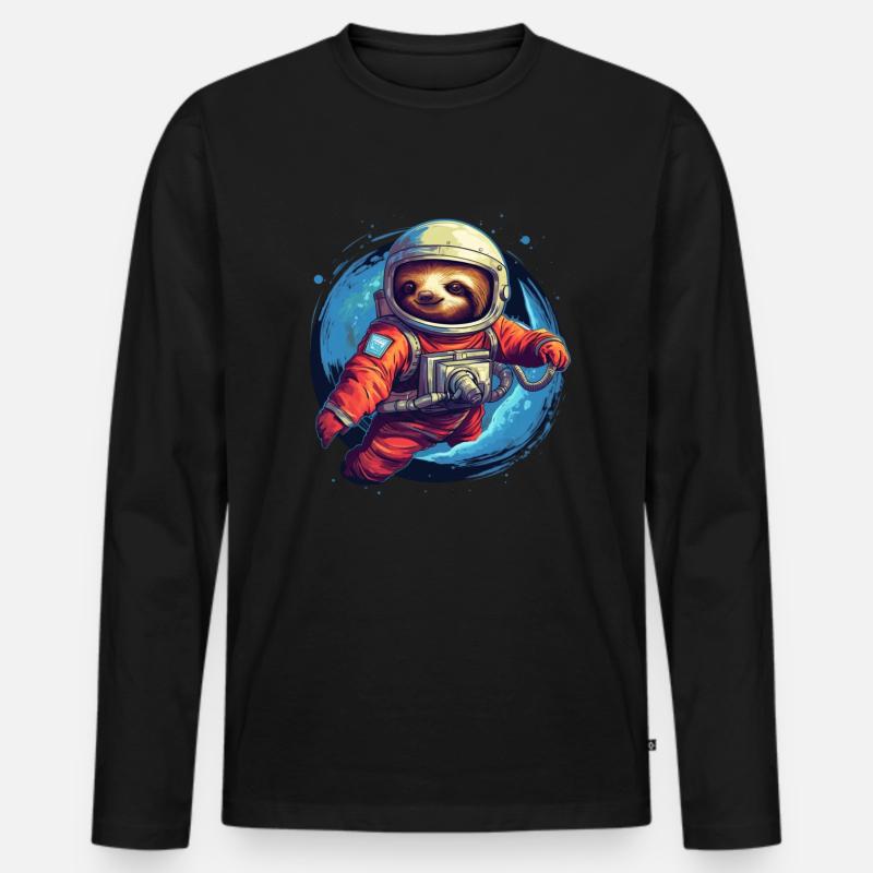 Faultier im All - Männer Premium Bio Langarmshirt - Schwarz