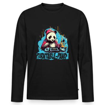 Panda DJ mit Schriftzug - Männer Premium Bio Langarmshirt - Schwarz - Vorne - Nico (187cm)