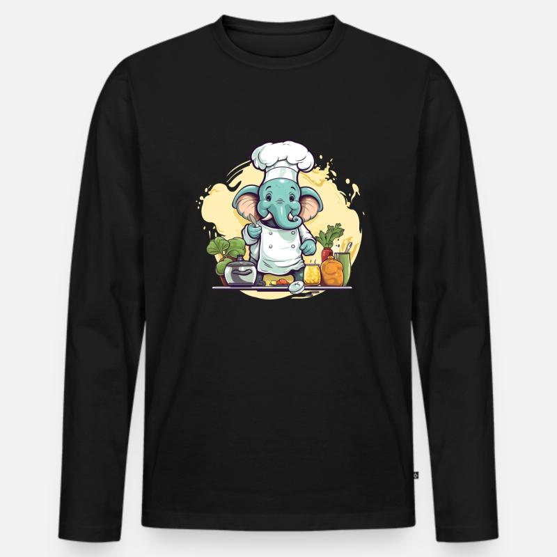 Cuisinier d’éléphant - T-shirt manches longues Premium bio Homme - noir