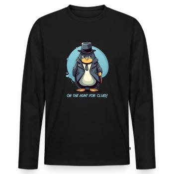 Pingouin en détective avec lettrage - T-shirt manches longues Premium bio Homme - noir - Devant - Nico (187cm)