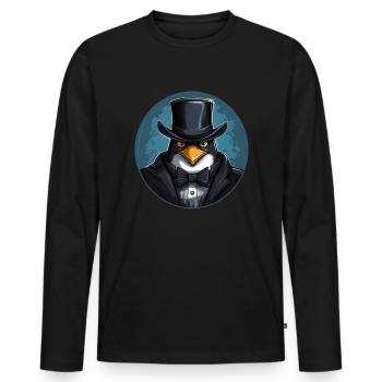 Penguin as a detective - Men's Premium Organic Long Sleeve Shirt - black - Front - Nico (187cm)