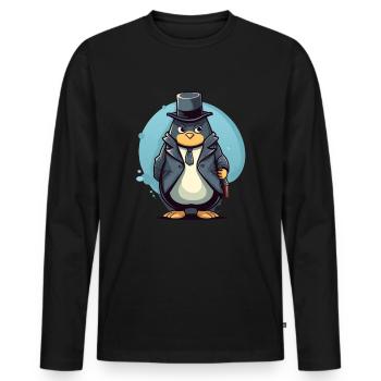 Penguin as a detective - Men's Premium Organic Long Sleeve Shirt - black - Front - Nico (187cm)