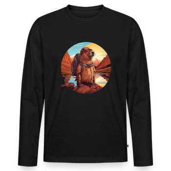 Cochons d’Inde Capybara en tournée - T-shirt manches longues Premium bio Homme - noir - Devant - Nico (187cm)