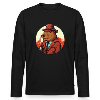 Reporter-Capybara Guinea Pig - Men's Premium Organic Long Sleeve Shirt - black - Front - Nico (187cm)