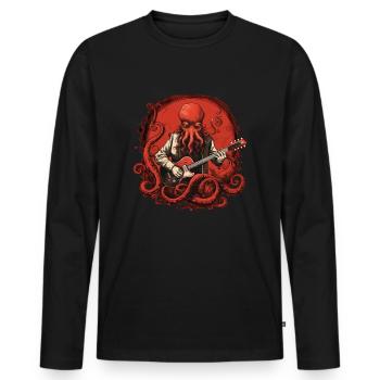 Musical octopus - Men's Premium Organic Long Sleeve Shirt - black - Front - Nico (187cm)