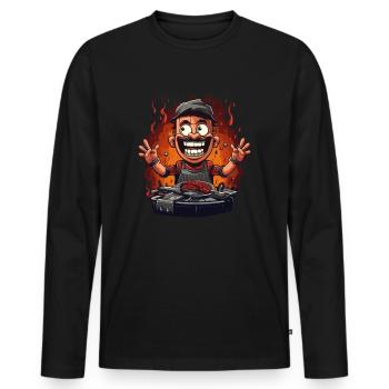 Grill master at the grill - Men's Premium Organic Long Sleeve Shirt - black - Front - Nico (187cm)