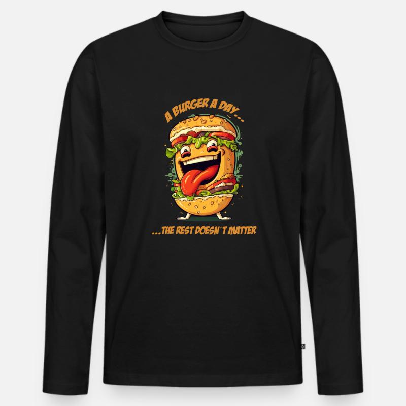 Crazy Burger Hamburger Cheeseburger - Men's Premium Organic Long Sleeve Shirt - black