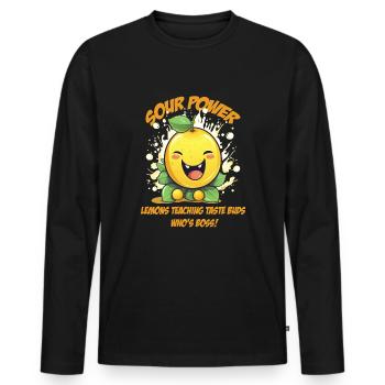 Lustige Sauer macht lustig Zitrone Limone - Männer Premium Bio Langarmshirt - Schwarz - Vorne - Nico (187cm)