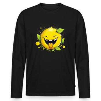 Citron aigre pour limonade et cocktails - T-shirt manches longues Premium bio Homme - noir - Devant - Nico (187cm)