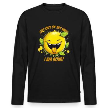 Citron avec « Je suis aigre » disant - T-shirt manches longues Premium bio Homme - noir - Devant - Nico (187cm)