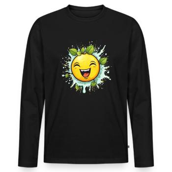 Drôle de citron de dessin animé pour la limonade - T-shirt manches longues Premium bio Homme - noir - Devant - Nico (187cm)