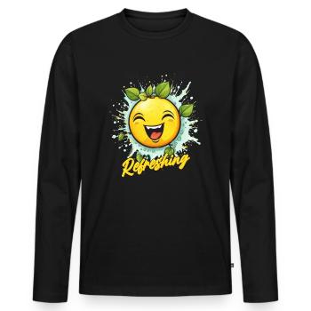 Citron rafraîchissant pour boissons gazeuses - T-shirt manches longues Premium bio Homme - noir - Devant - Nico (187cm)
