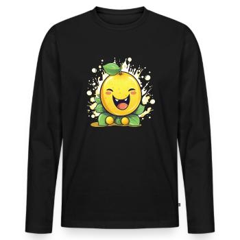 Laughing Lemon Vegan Fruits - Men's Premium Organic Long Sleeve Shirt - black - Front - Nico (187cm)