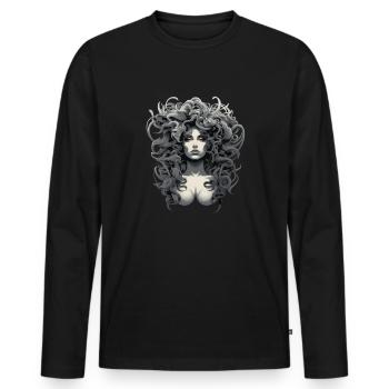 Méduse Dame Mythologie Grecque - T-shirt manches longues Premium bio Homme - noir - Devant - Nico (187cm)