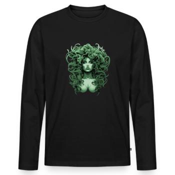 Méduse verte Serpent à tête de serpent - T-shirt manches longues Premium bio Homme - noir - Devant - Nico (187cm)