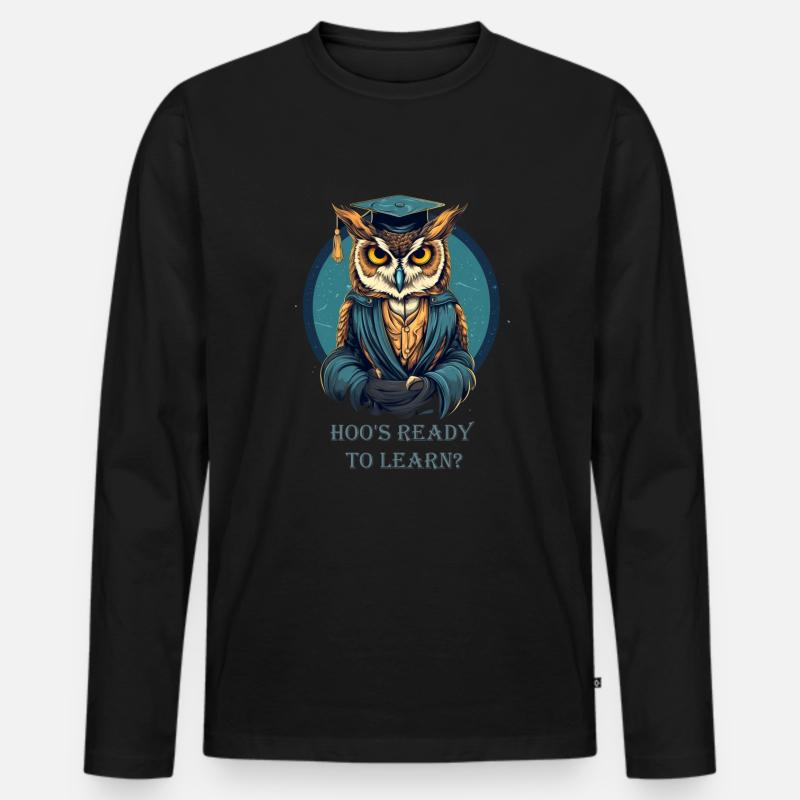 Owl as a teacher - Men's Premium Organic Long Sleeve Shirt - black