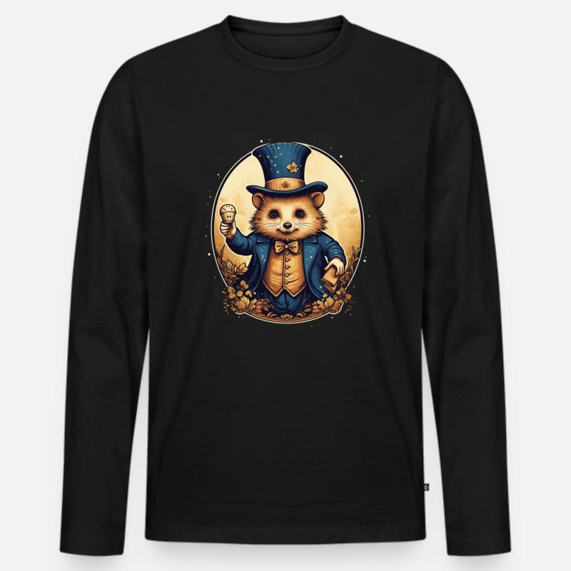 Hamster conjures magic wizard - Men's Premium Organic Long Sleeve Shirt - black