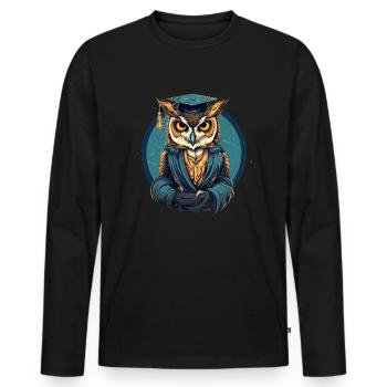 Owl Professeur de sciences - T-shirt manches longues Premium bio Homme - noir - Devant - Nico (187cm)