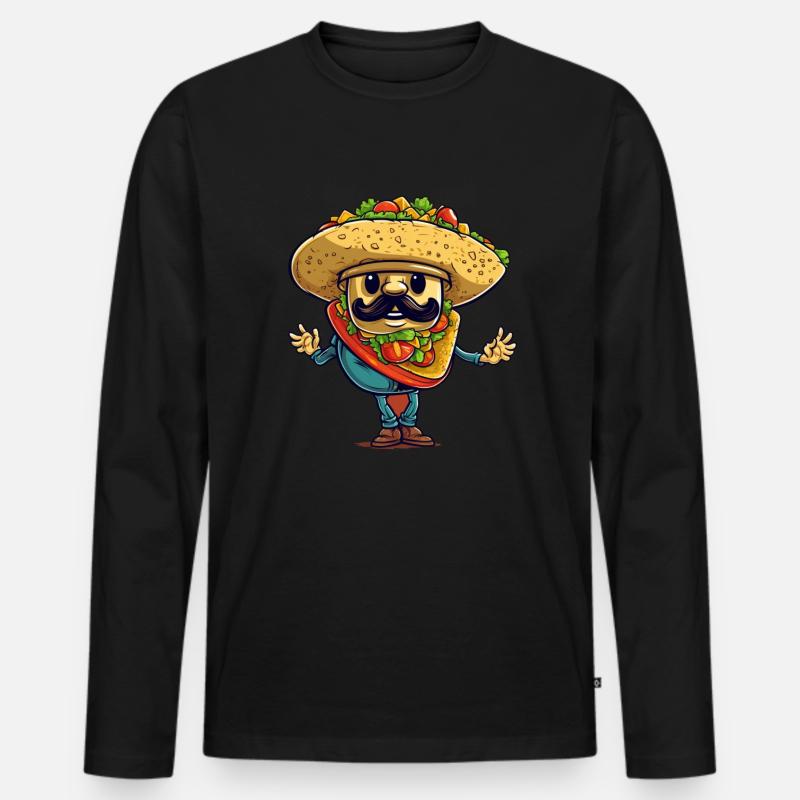 Taco Mann - Männer Premium Bio Langarmshirt - Schwarz
