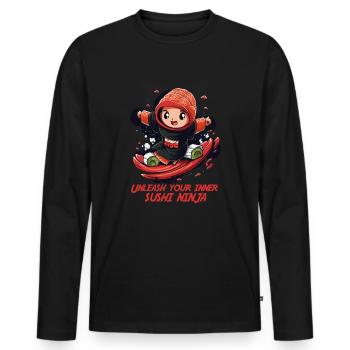 sushi Ninja Sushirolle Asia food - Männer Premium Bio Langarmshirt - Schwarz - Vorne - Nico (187cm)