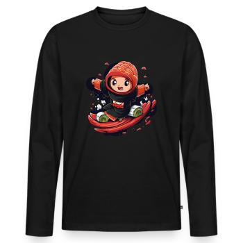 Sushi Ninja in Action - Männer Premium Bio Langarmshirt - Schwarz - Vorne - Nico (187cm)