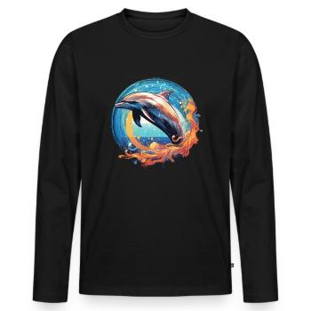 Dolphin in the sea - Men's Premium Organic Long Sleeve Shirt - black - Front - Nico (187cm)
