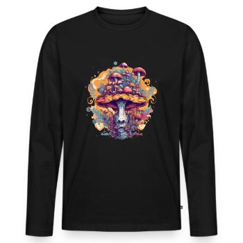 Responsable de Magic Mushrooms Psytrance Cottagecore - T-shirt manches longues Premium bio Homme - noir - Devant - Nico (187cm)