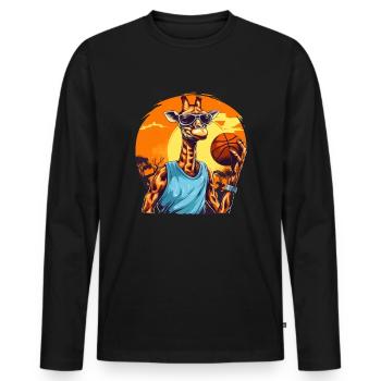 Giraffe spielt Basketball - Männer Premium Bio Langarmshirt - Schwarz - Vorne - Nico (187cm)