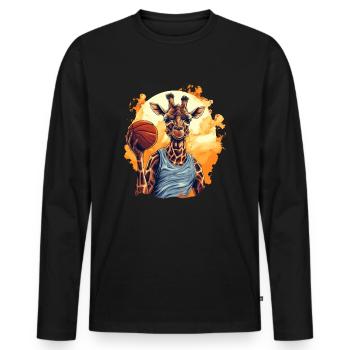 Giraffe as a basketball player - Men's Premium Organic Long Sleeve Shirt - black - Front - Nico (187cm)