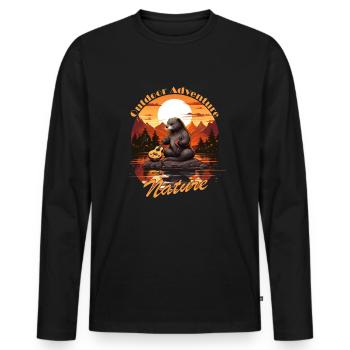 Bieber with lettering - Men's Premium Organic Long Sleeve Shirt - black - Front - Nico (187cm)