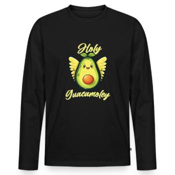 Sweet Avocado Holy Gucamole Guacamoley Angel - T-shirt manches longues Premium bio Homme - noir - Devant - Nico (187cm)