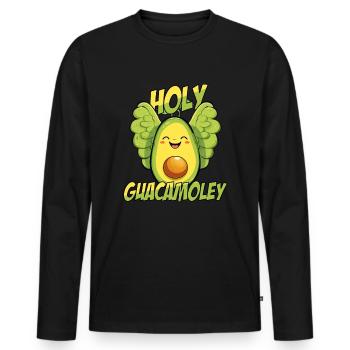 Sweet Avocado Angel avec le dicton sacré Gucamoley - T-shirt manches longues Premium bio Homme - noir - Devant - Nico (187cm)