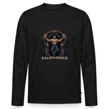 Bodybuilder Calisthenic Fitness Athlete - Men's Premium Organic Long Sleeve Shirt - black - Front - Nico (187cm)