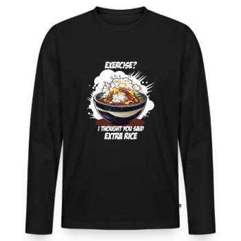 Bol de riz de nourriture asiatique avec du riz et dicton drôle - T-shirt manches longues Premium bio Homme - noir - Devant - Nico (187cm)