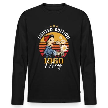 Legendär seit Mai 1960 - Mai 1960 Geburtstag 1960 - Männer Premium Bio Langarmshirt - Schwarz - Vorne - Nico (187cm)