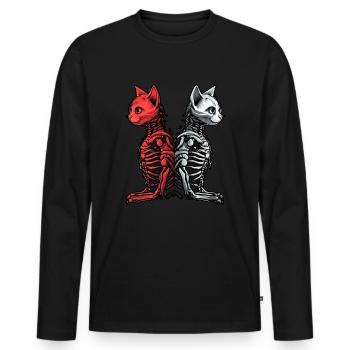 Goth Ying Yang Cat Alchemy Skeleton Cat - Men's Premium Organic Long Sleeve Shirt - black - Front - Nico (187cm)