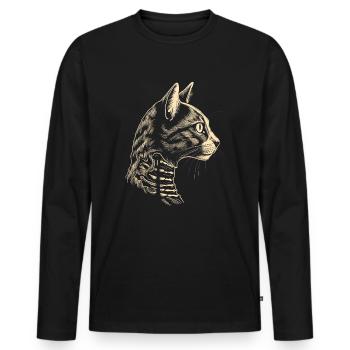 Cottagecore Gothic Skeleton Cats Silhouette - Men's Premium Organic Long Sleeve Shirt - black - Front - Nico (187cm)