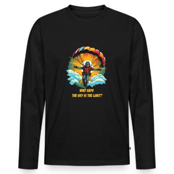 Parachutiste drôle - Dessin animé de parachutisme - T-shirt manches longues Premium bio Homme - noir - Devant - Nico (187cm)
