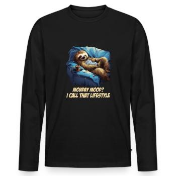 Cozy Sloth Moment - Funny Sloth - Men's Premium Organic Long Sleeve Shirt - black - Front - Nico (187cm)