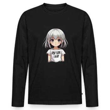 Schüchternes Anime Mädchen: Kawaii Kunst für Otaku - Männer Premium Bio Langarmshirt - Schwarz - Vorne - Nico (187cm)