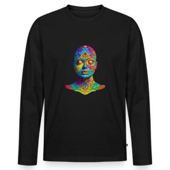 Trippy Gesicht Gesichtsmaske - Entdecken Sie die M - Männer Premium Bio Langarmshirt - Schwarz - Vorne - Nico (187cm)