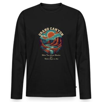 Grand Canyon rétro - Design de voyage classique - T-shirt manches longues Premium bio Homme - noir - Devant - Nico (187cm)