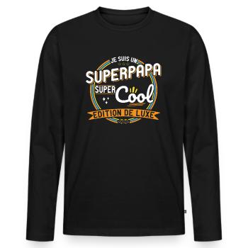 Je suis un Super Papa super cool - Fête des Pères - T-shirt manches longues Premium bio Homme - noir - Devant - Nico (187cm)