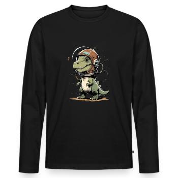 Mignon design de dinosaure T-Rex en astronaute dans le Ret - T-shirt manches longues Premium bio Homme - noir - Devant - Nico (187cm)
