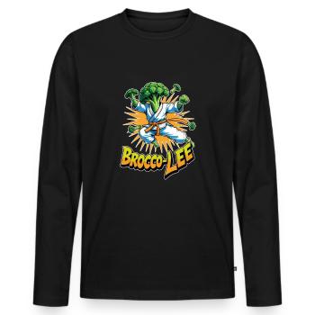 Drôle de design végétal Brocco-Lee en Karaté-Actio - T-shirt manches longues Premium bio Homme - noir - Devant - Nico (187cm)