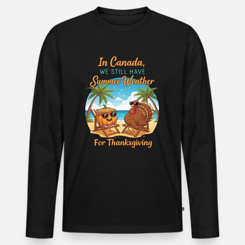 Sommer in Kanada - Männer Premium Bio Langarmshirt - Schwarz