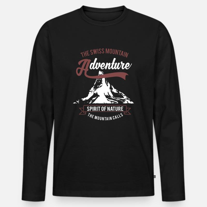 Schweizer Berge - Männer Premium Bio Langarmshirt - Schwarz