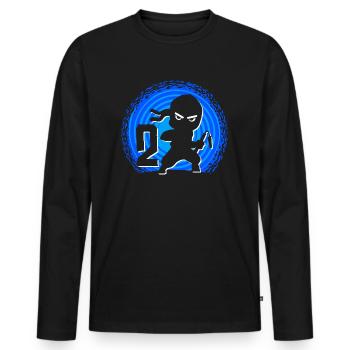 Ninja Birthday 2 Years Boy Ninjas Ninja - Men's Premium Organic Long Sleeve Shirt - black - Front - Nico (187cm)