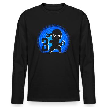 Ninja Birthday 3 Years Boy Ninjas Ninja - Men's Premium Organic Long Sleeve Shirt - black - Front - Nico (187cm)