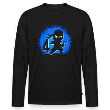 Ninja Birthday 4 Years Boy Ninjas Ninja - Men's Premium Organic Long Sleeve Shirt - black - Front - Nico (187cm)